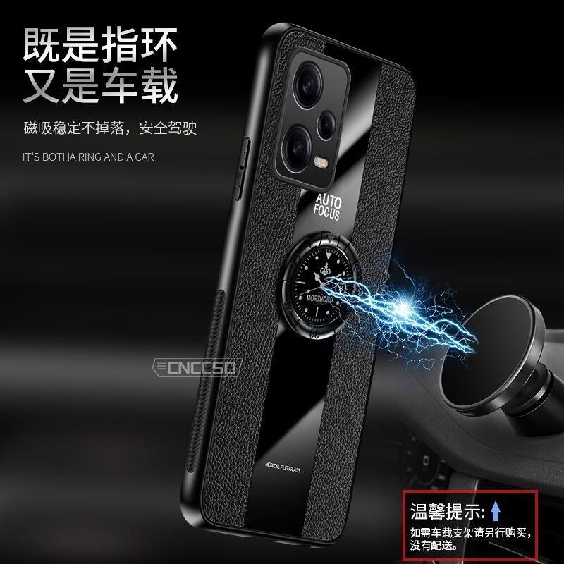Magnetic Holder Case For Redmi Note 12 Pro Plus Note12 Turbo 5G Luxury PU Leather Cover For Xiaomi Redmi Note 12Pro Ring Bumper