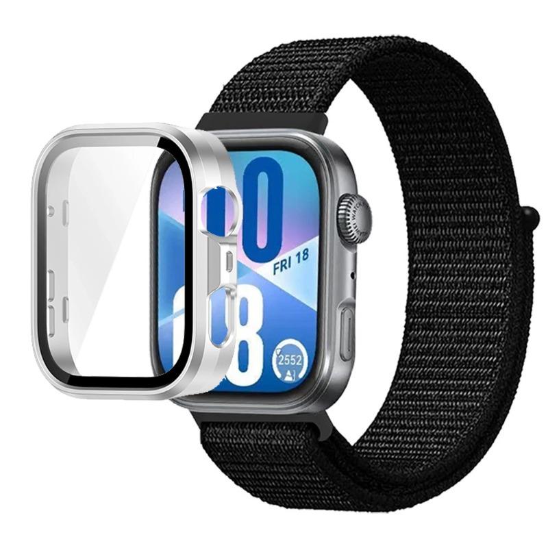 Pasek Nylonowy+Etui PC do Huawei Watch Fit 3/4/4 Pro Chroniące przed Upadkiem+Wygodna Oddychająca Opaska na Nadgarstek Correa