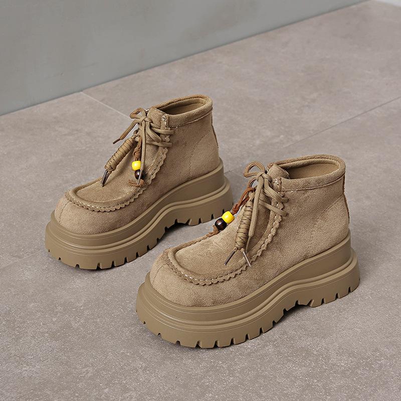 

Retro suede round-headed Martin boots for women s 2025 new fashionable versatile straps thick-soled heel short boots 35 хаки