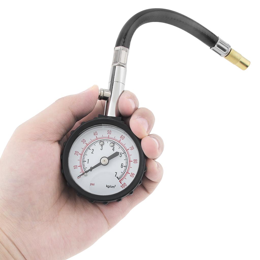 0-100 PSI Tyre Pressure Meter High Precision Heavy Duty with Braided Hose for Cars Trucks Motorcycles ATV Scooters Bicycles