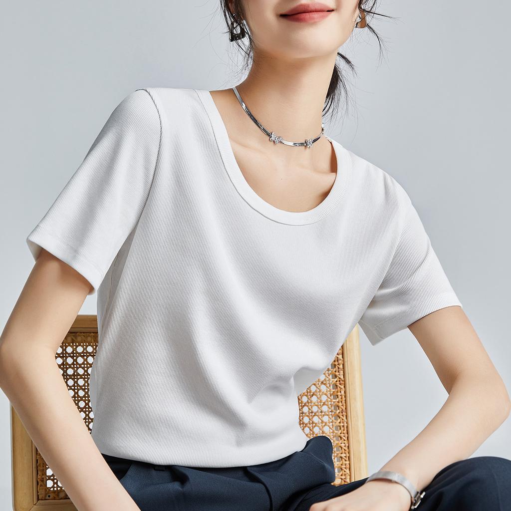 Summer New Shoulder Women's Modal Cotton Top Temperament Snowflake Short-sleeved T-shirt