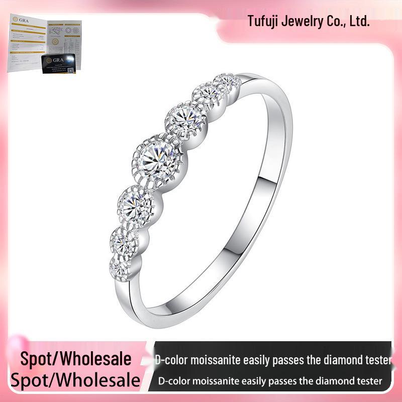 S925 Sterling Silver Women's Stackable Seven Star Moissanite Ring