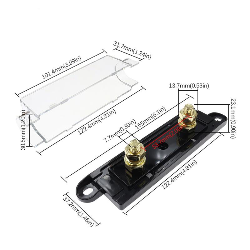 1Pc Anl Fuse Holder Bolt-On Fuse Automotive Fuse Holders Fusible Link With Fuse 30A 40A 50A 60A 70A 80A Amp Fuses