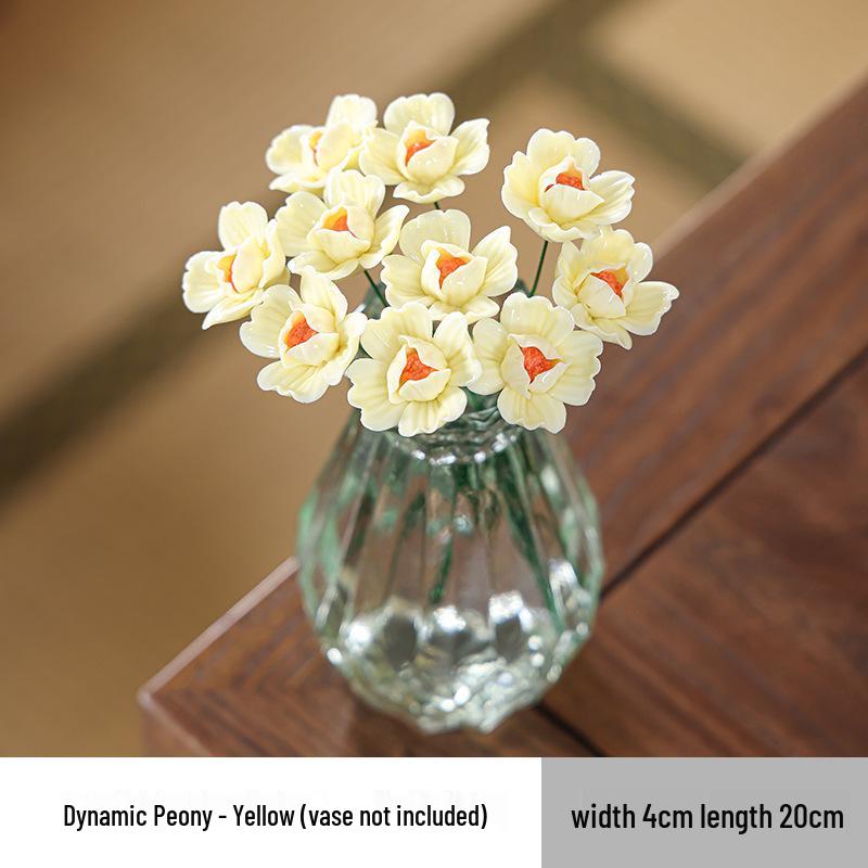 Traditional Jingdezhen Peony Ceramic Vase - Eternal Flower Simulation Decoration