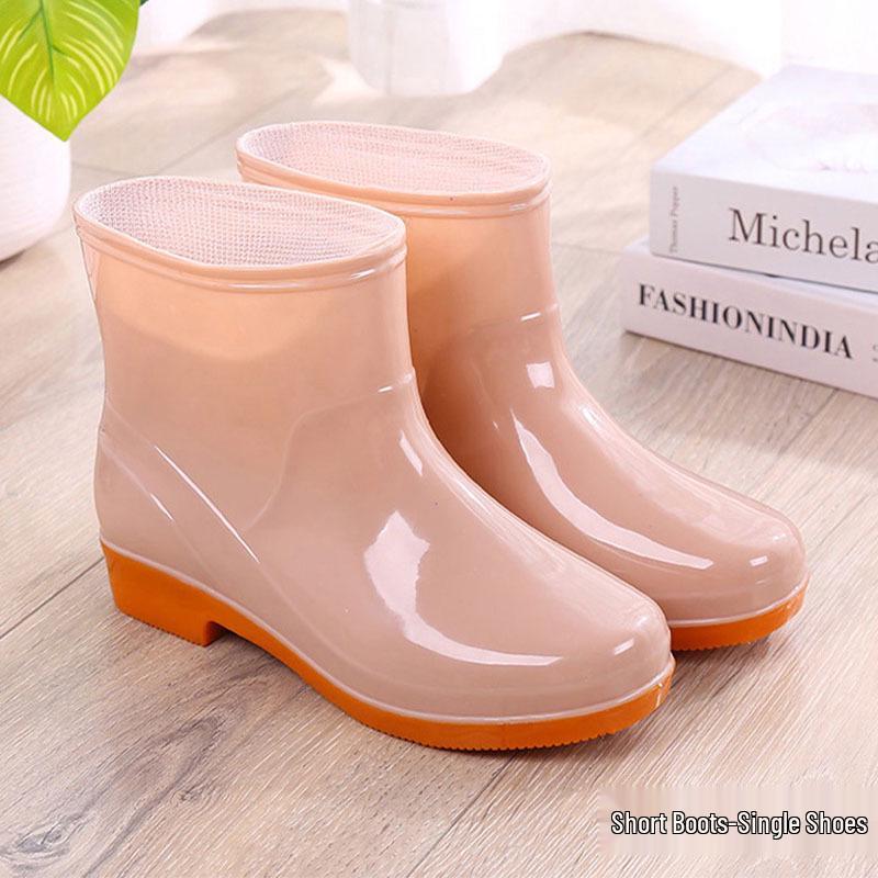 Women's Oxford Sole Waterproof Short Rain Boots - Non-Slip Fashion Outerwear Rubber Shoes