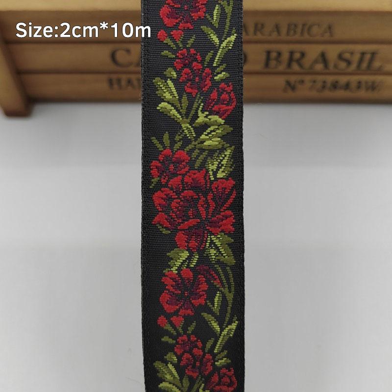 10 Meter Ethnic Style Peony Flowers Jacquard Lace Trim Ribbon Floral Embroidery Woven Trimming Edging For DIY Clothes Crafts