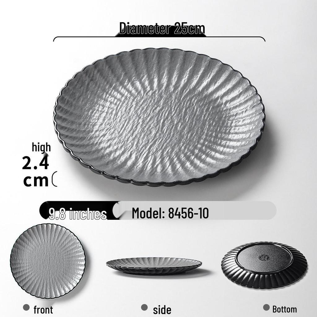Xiangyuanmei Frosted Rock Texture Melamine Lace Plates for Western Cuisine, Steak, and Pasta