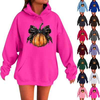 Women's Long-sleeved  Oversized Dropped Shoulder Sleeves Women's Hooded Halloween Print Plush Sweatshirt