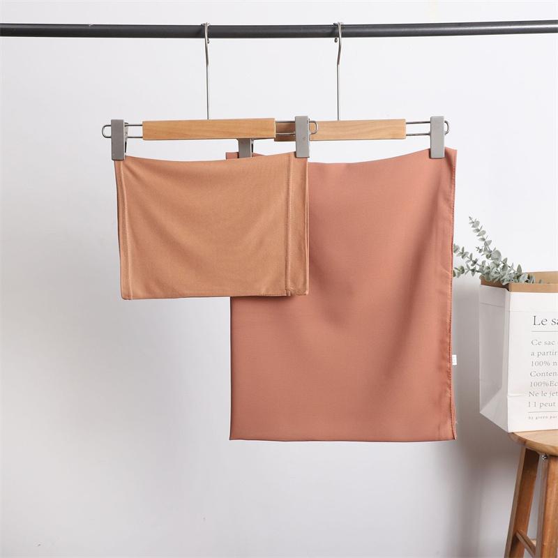 Instant Chiffon Hijab With Undercap Solid Color Basic Stretchy Pullover Headscarf Outdoor Thin Breathable Sunscreen Head Wrap