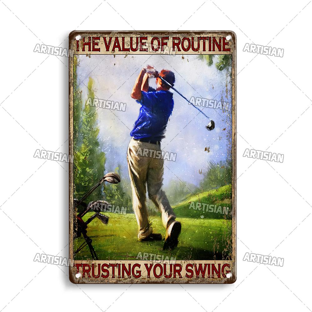 Artisian Golf Golfer Metal Sign Sport Tin Plaque Vintage Decorative Poster Wall Decor Garage Bar Pub Club Hotel Cafe Kitchen