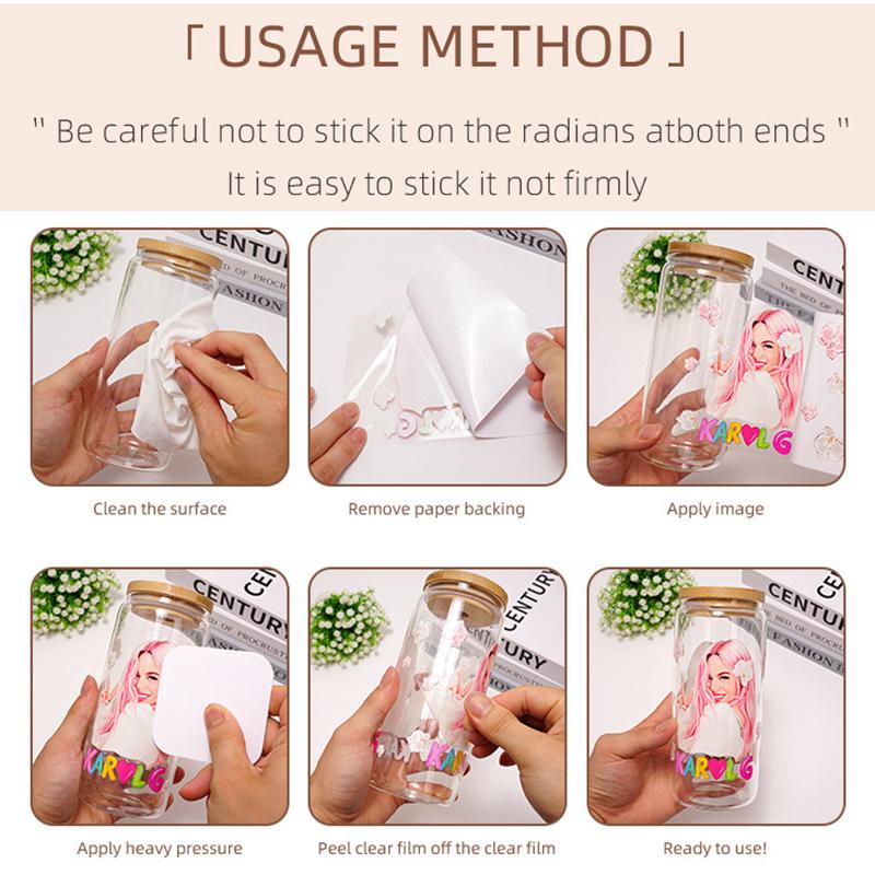 3D Uv Dtf Transfer Stickers 16Oz Cup Wraps Arc de desene animate imprimate pentru Diy sticla ceramica metal piele