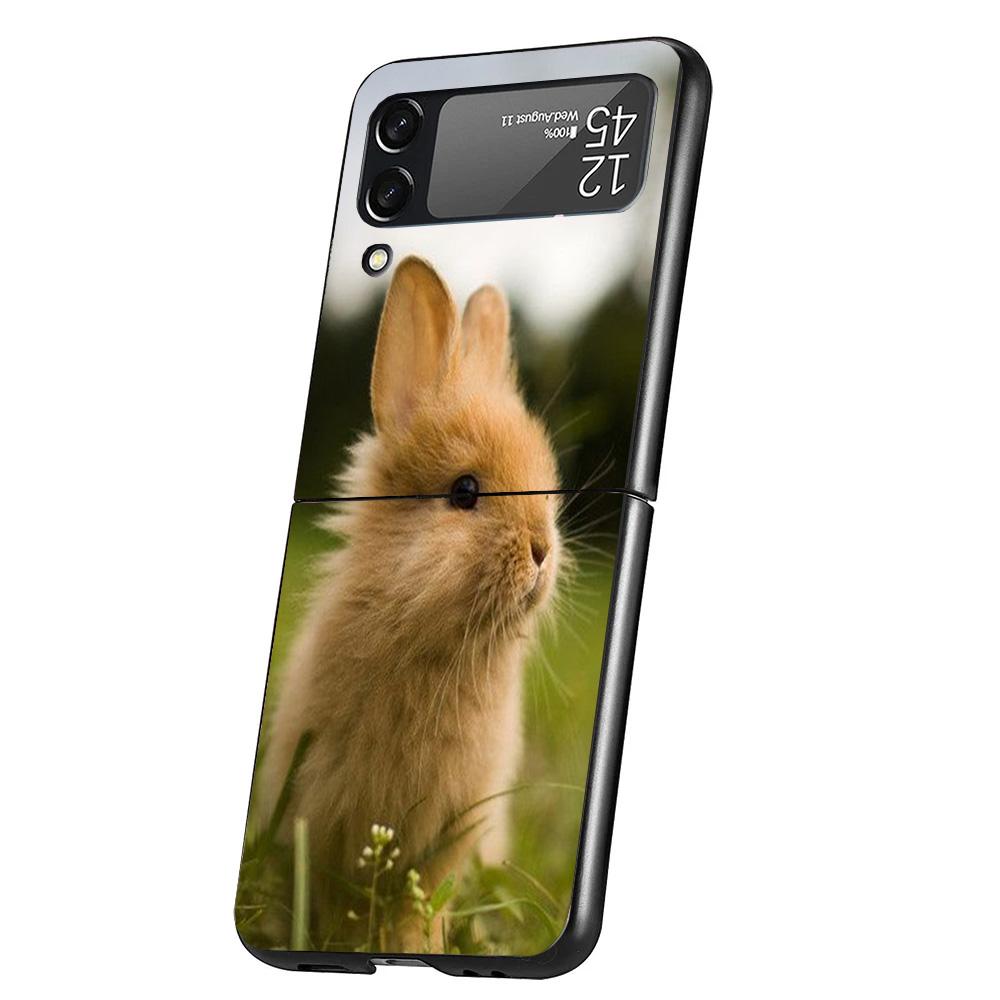 

Cute Bunny Baby Rabbits Case Phone Cover for Samsung Galaxy Z Flip 6 5 4 3 5G ZFlip6 ZFlip5 ZFlip4 ZFlip3 Black Hard Trend Funda Galaxy ZFlip5