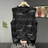 Men's Plus Size Sparkly Letter Print Tank Top, Casual Breathable Sleeveless Vest (5XL-11XL)