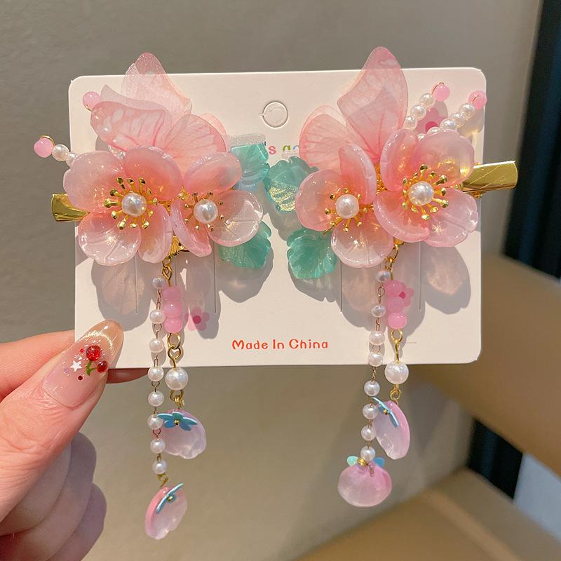 Chinese Style Hanfu Hairpin Set for Girls - Includes Hair Clips, Swaying Tassels, and Butterfly Accessories
