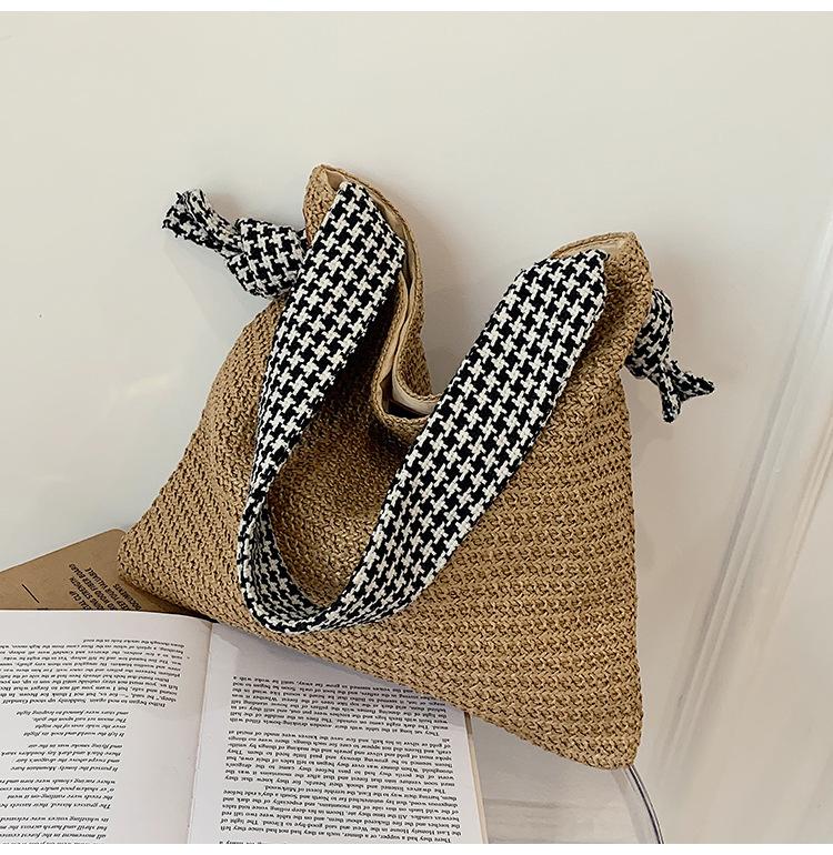 

Плетеная соломенная сумка-тоут для женщин Богемная соломенная сумка Женская весенне-летняя новая плетеная сумочка Приморский пляжный отдых Сумка на плечо/подмышку хаки