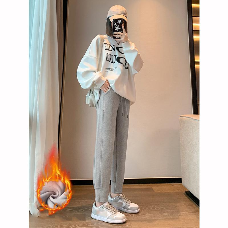 

Женские брюки на флисовой подкладке Осень Зима Свободный крой Утепленные Повседневные брюки Теплая верхняя одежда XL