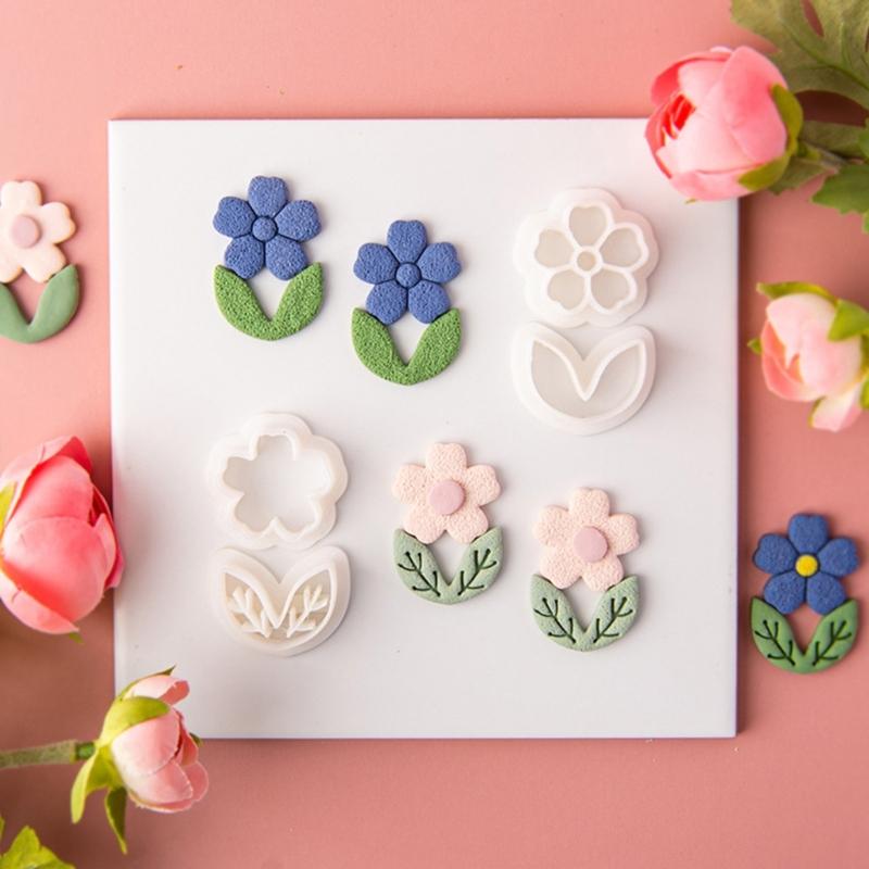 Clay Cutter Leaf Flower Shape Clay Earring Molds for Earrings Making Clay Earring Cutter Tool for Jewelry Making