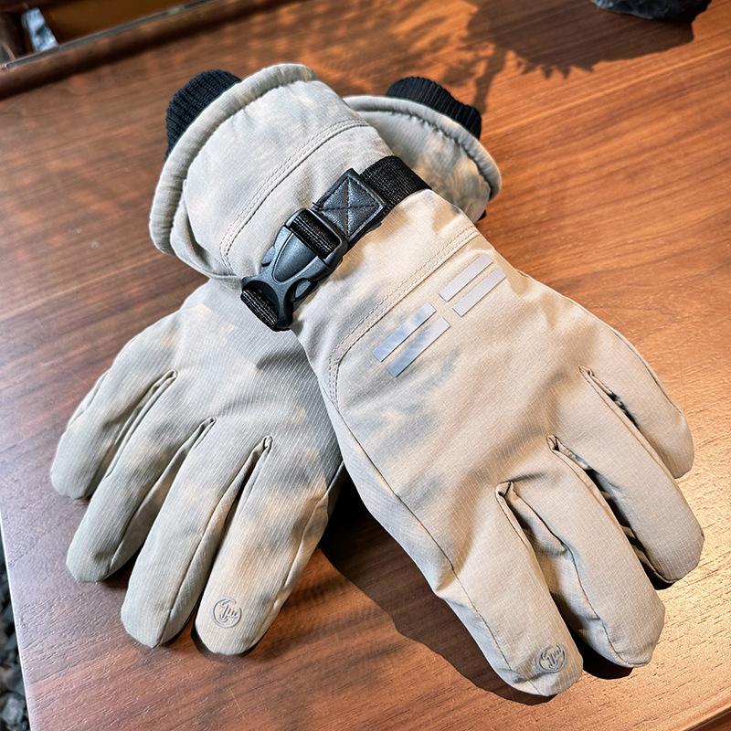 

2025 Men s Gloves Outdoor Warm Cold Windproof Fleece Gloves Driving Fingers One size fits all хакі
