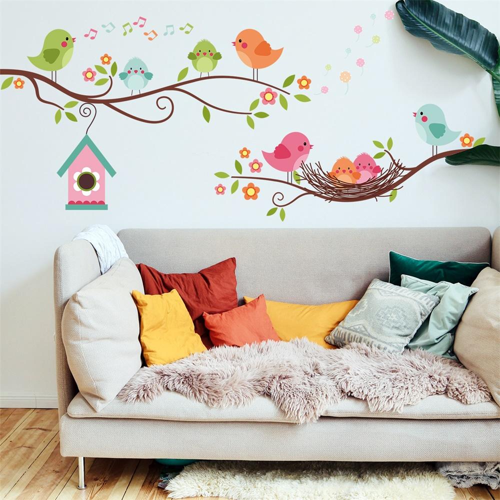 

Милая спальня ветка птица маленький домик гнездо настенная наклейка детская птица и ветка дерева наклейка