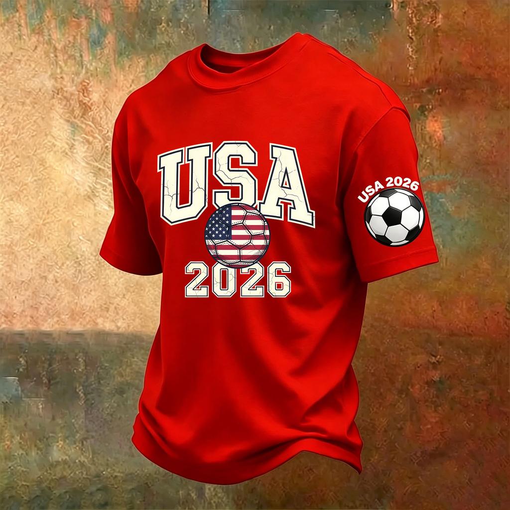 Men's Casual Printed V-Neck Short Sleeve T-Shirt Breathable Lightweight Top