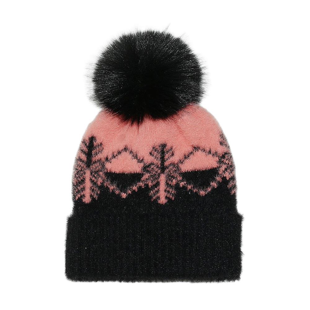 Autumn and Winter New Wool Hat Christmas Day Snowflake Pullover Hat Imitation Mink Knitted Hat Women 2025