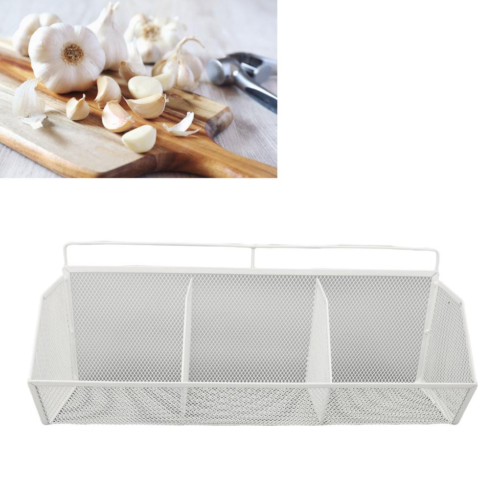 3 Grids Hanging Basket Wall Mount Slanted Opening Metal Wire Storage   for Kitchen Bathroom Laundry Room
