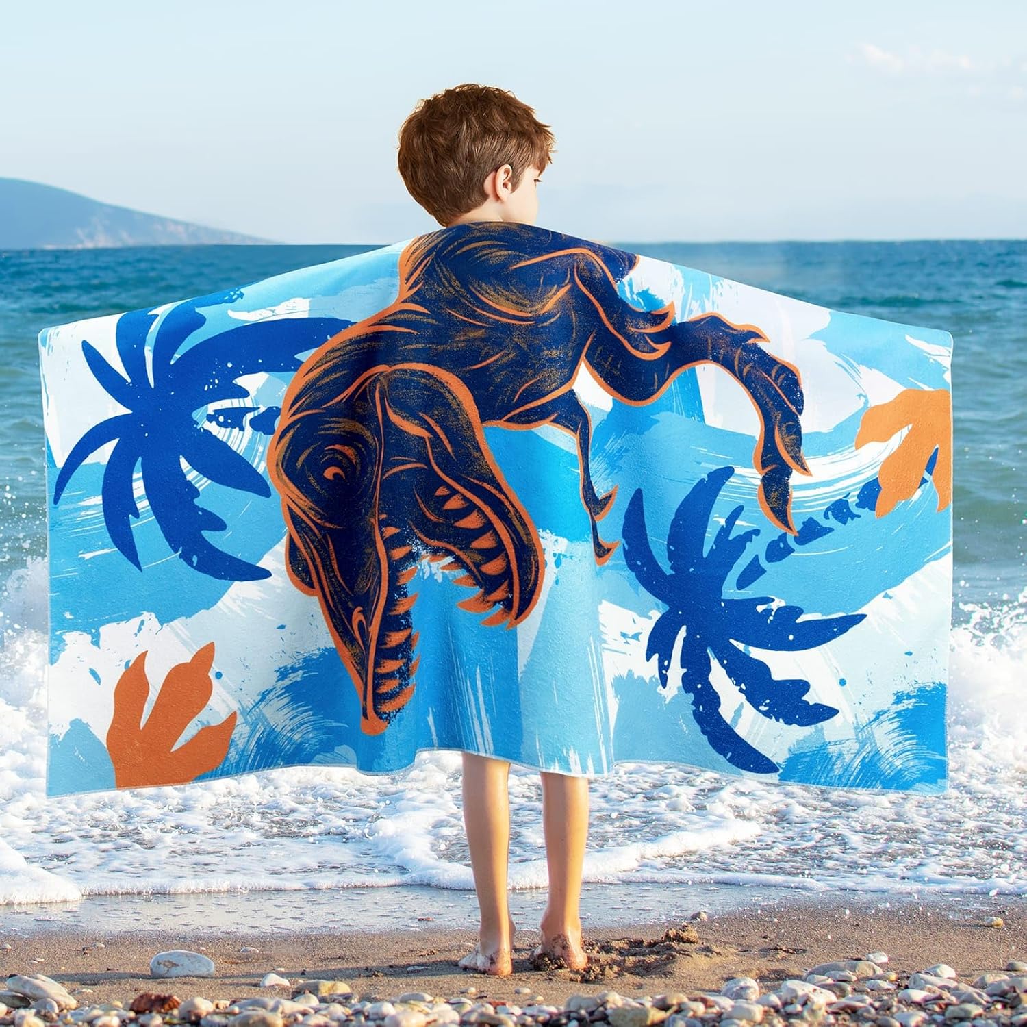 

Kids Beach Towel for Boys Shark Sand Free Swim Towels Pool Beach Towel Quick Dry Absorbent Super Soft Beach Blanket Camping W40*H60(CM)