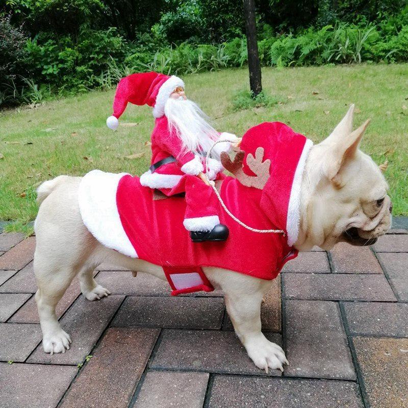 Lille Stor Hund Julemand Cosplay Kostume Til Julekarneval Kæledyrskostumer Beklædning Fest Udklædningstøj Hundekostumer