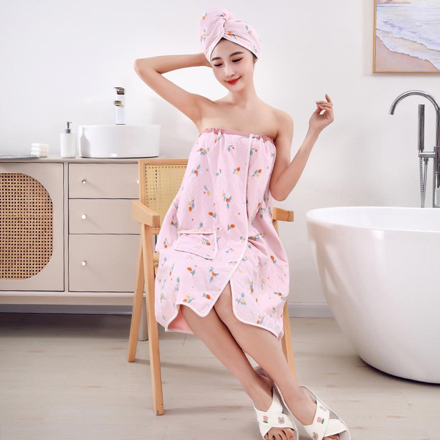 Quick-Dry Absorbent Bath Skirt & Hair Drying Cap Set