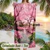 Cherry Blossom Artwork Theme Quick Dry Beach Towel Custom Name Text Print Large Sand Resistant Towel Beach Vacation