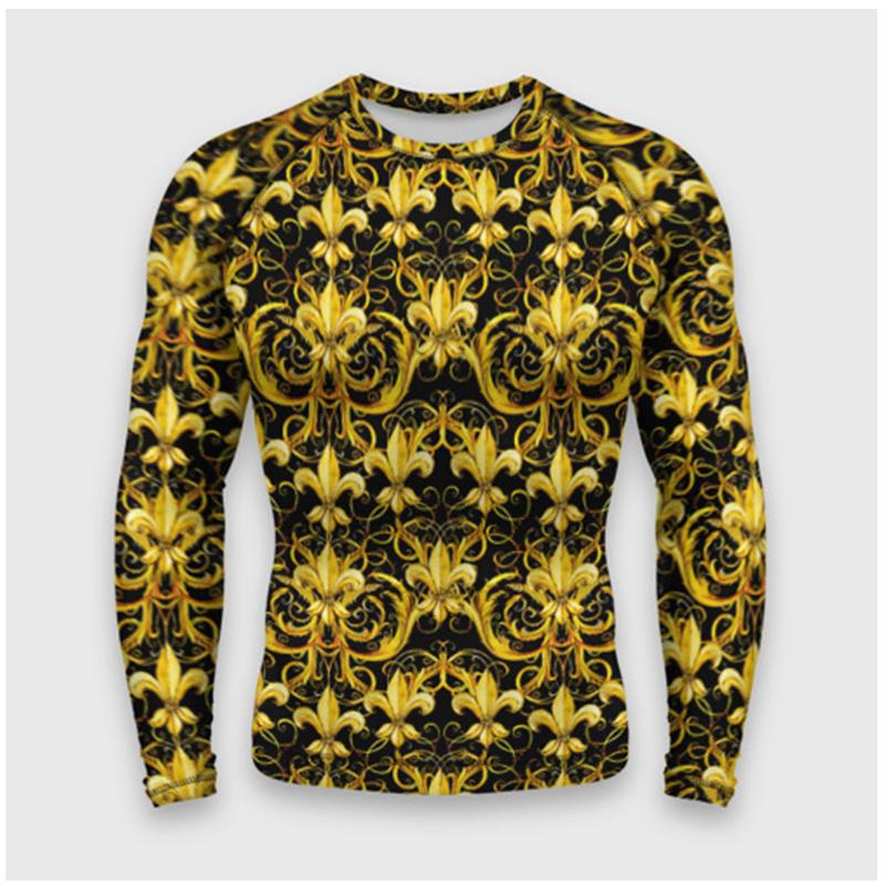 Spring and Autumn Round Neck 3D Artistic Pattern Printed Top Fashionable Casual Long Sleeved Men's T-shirts