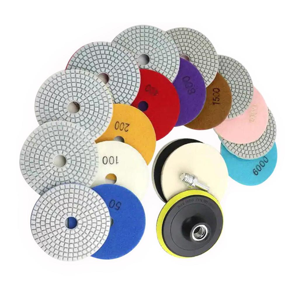 12Pcs Diamond Polishing Disc Diamond Polishing Pad Grinding Pad With Backing Plate Grinding Disc For Tiles Marble Granit