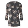 Damenmode, lässig, Rundhalsausschnitt, 3/4-Ärmel, lockeres T-Shirt mit Valentinstags-Print, Damenoberteil