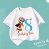 Moana 2 Cartoon Pattern Numbers Girls Cute T-shirts Kids Birthday Party Clothes 1-9 Print Child Tee Fashion Summer T Shirt Gifts