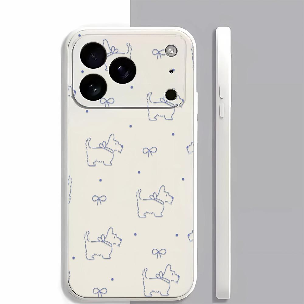 

Soft Case For Iphone 17 Pro Max 15 Air 16E 11 12 13 14 Plus 17E Line Puppy Silicone Cover Case Funda Bumber iphone 16 білий