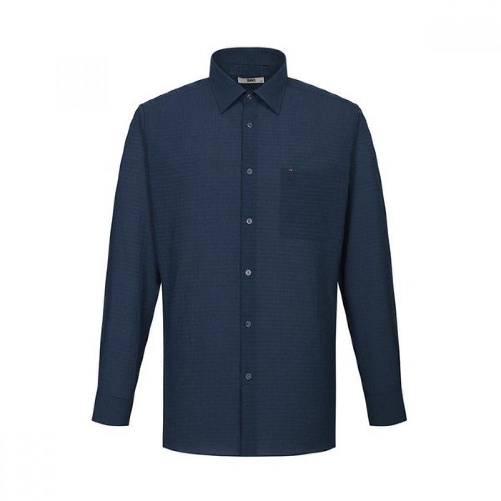 

DakS Men S SeerSucker Solid Regular Fit Long Sleeve Shirt dmS1Shdl102n1 navy/095