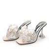 Fashion 2025 Fashion Crystal Bow High Heels Slippers Shoes for Woman Sexy PVC Transparent Sandals Women Slides Open Toe Pumps Blue Black