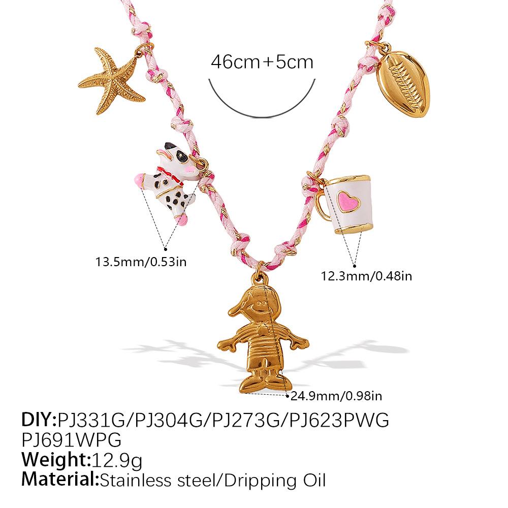 Japan and Korea Fashion Niche DIY Pendant Bracelet Personality Versatile Non-fading Gold-plated Pendant Necklace Jewelry Women