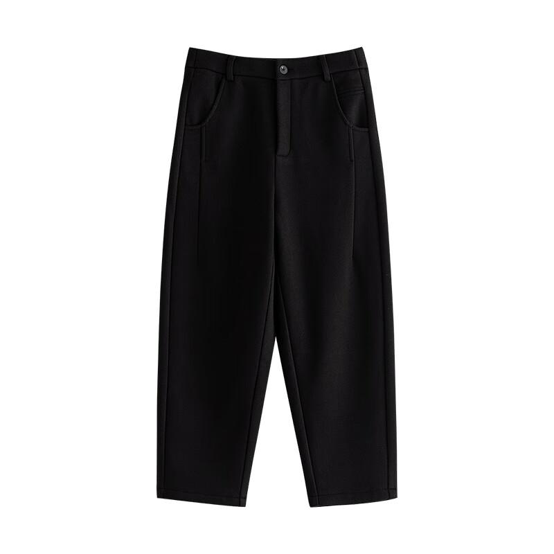 Chuyu Women's Winter Fleece Lined Cropped Woolen-Look Casual Pants