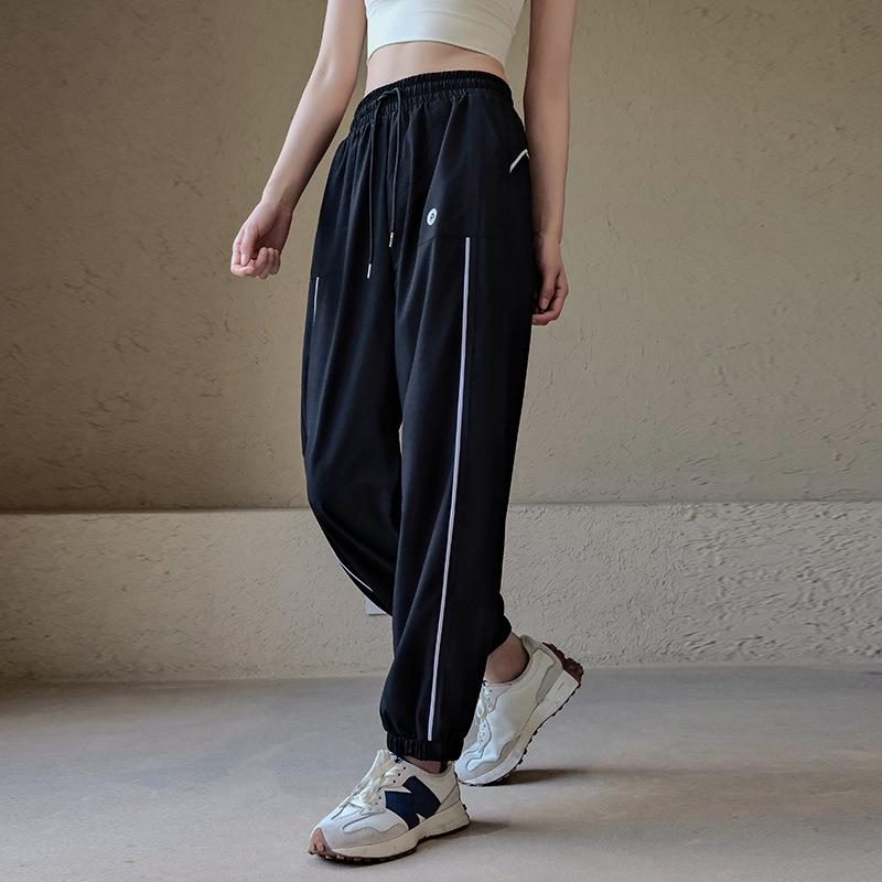 

Женские быстросохнущие штаны для йоги больших размеров с высокой талией и свободным кроем, леггинсы для бега M (approx. 90-110 lbs) чёрный