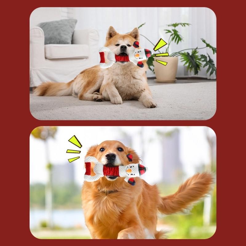 Christmas Dogs Toy Bites-Resist Stuffed Toy Funny Interactive Elasticity Dogs Chew Toy for Outdoor Dogs Tooth Molar Tool