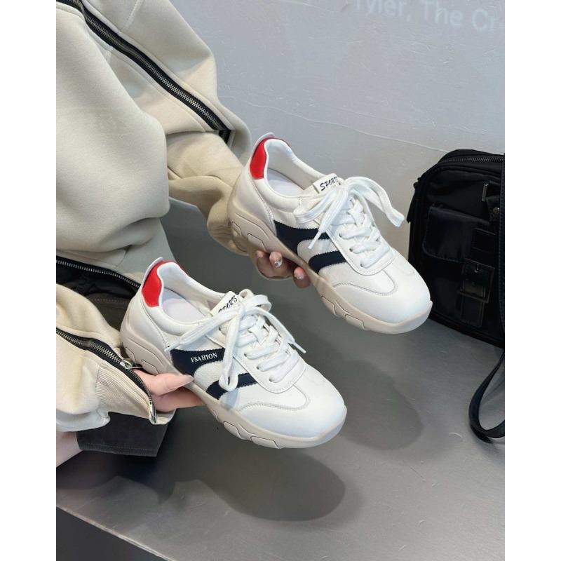 

Autumn new lightweight soft-soled sports casual shoes running shoes leather thick-soled white shoes outdoor walking shoes 35 бежевый