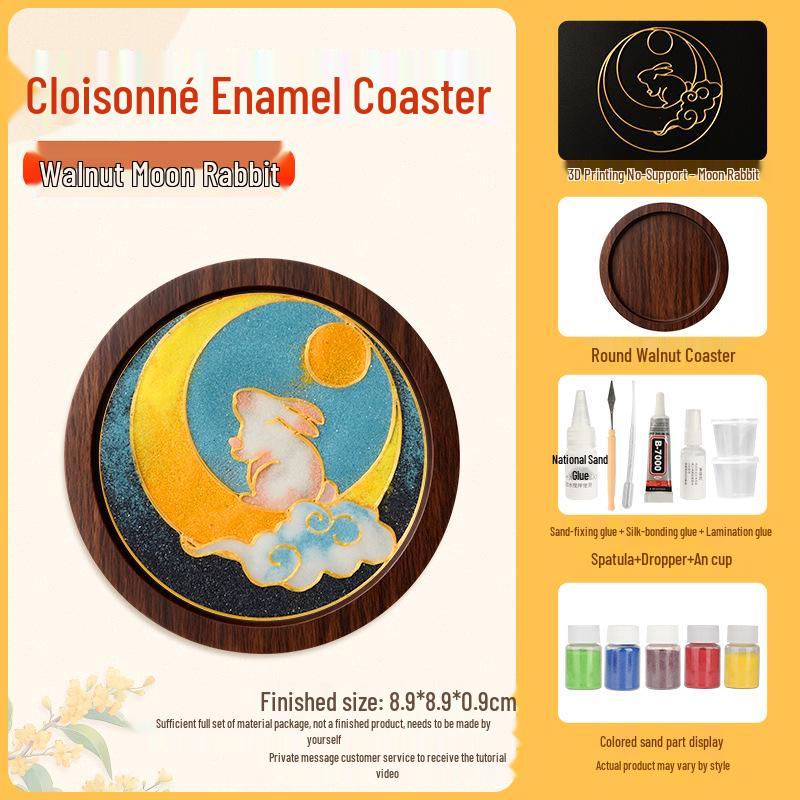 Cloisonné DIY Coaster Kit: Jingtailan No-Wire-Drawing, Chinese Style, Handmade Team Building Activity