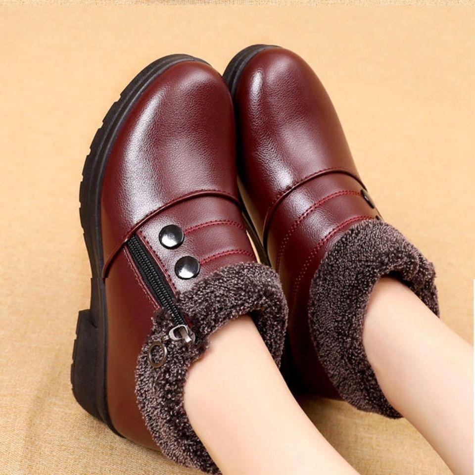 Shoes winter velvet warm snow boots cloth shoes cotton medium non-slip flat bottom short boots nv
