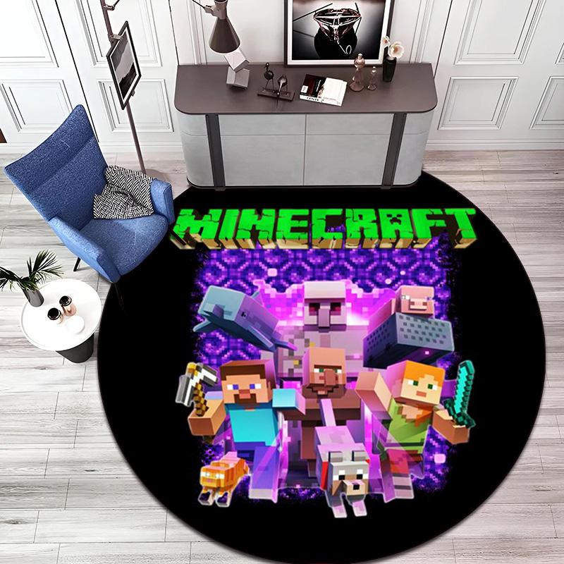 Sandbox Electronic Xbox Games Minecraft Circular Carpet Household Goods Decoration Anti Slip Home Table and Chair Mat Aisle Door Mat Carpet D12