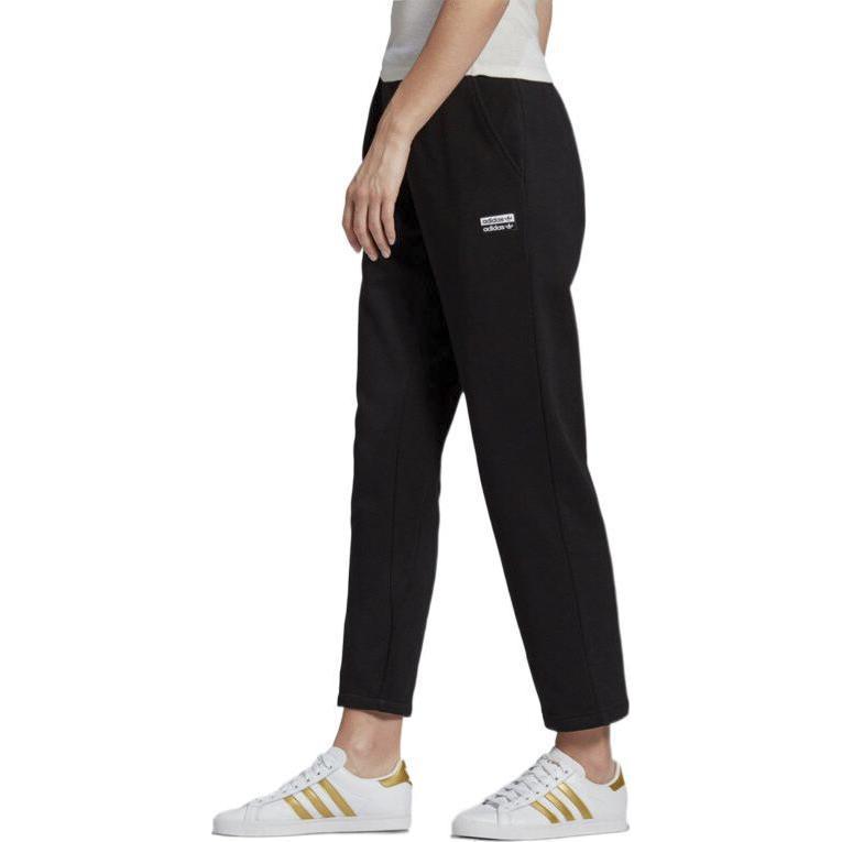 Adidas Originals Contrast Color Brand Logo Print Solid Color Straight Leg Casual Pants Women Bottoms Black GD3966
