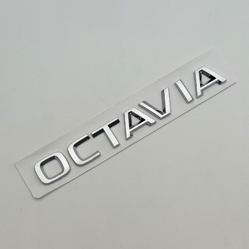 1Pc 3D OCTAVIA  ABS Chrome Black Logo Emblem Letters Car Trunk Badge Sticker Accessories