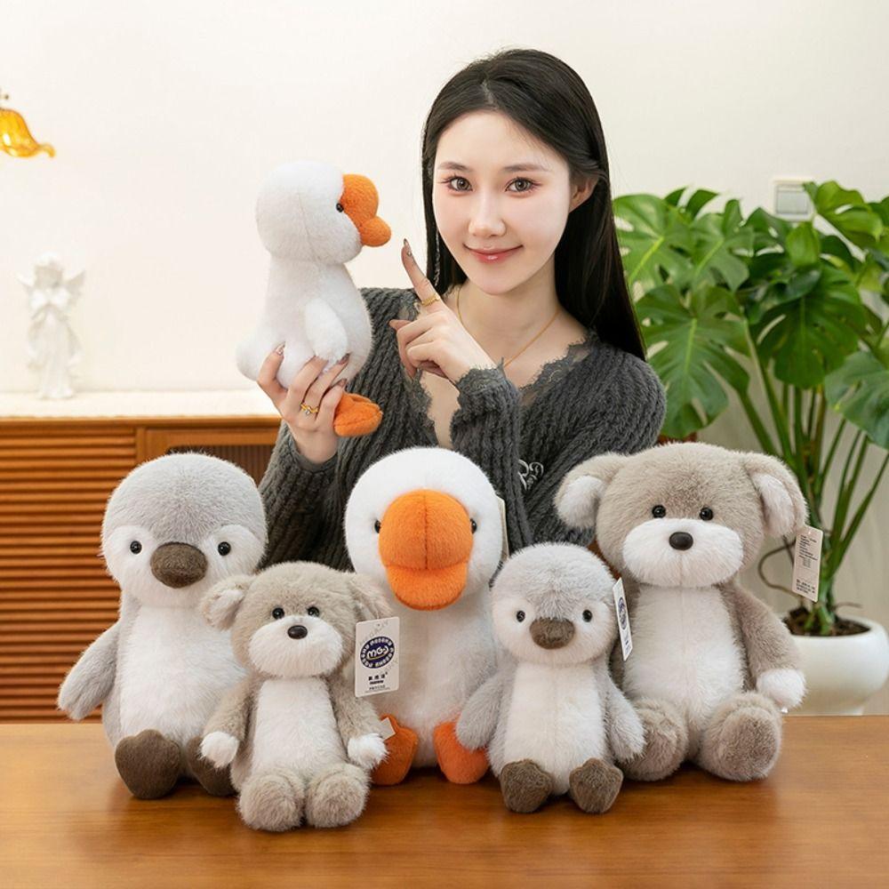 Interactive Dog Animals Plush Toys Fluffy Simulated Great White Goose Dolls  Decoration Gifts