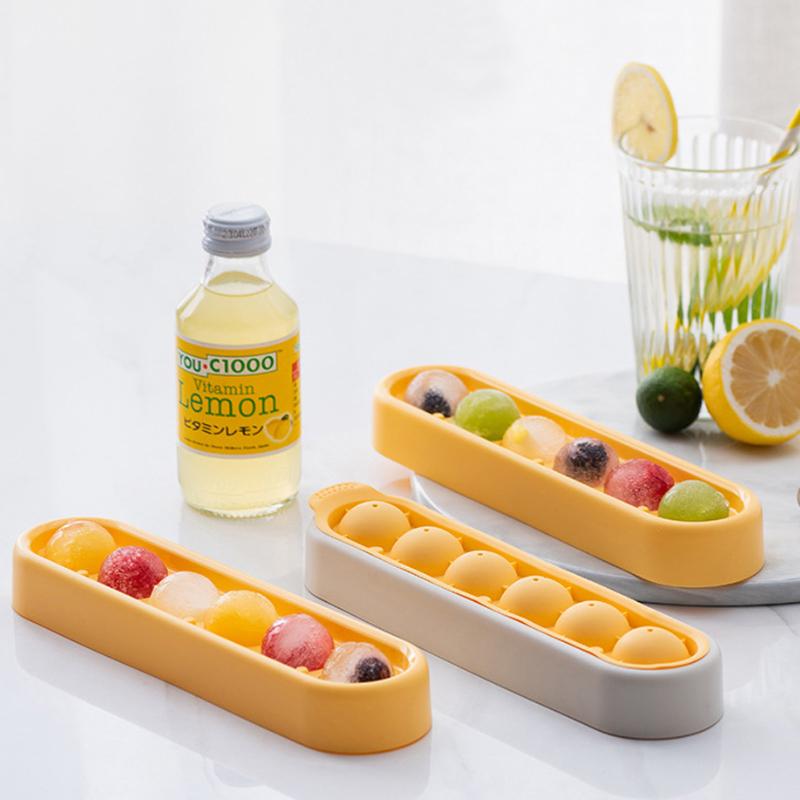 6 hohlräume Runde Eiswürfel Eis Silikon Form Mit Deckel Popsicle Maker Tray Form Whisky Eis Hockey Geschenk Küche Zubehör