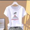 Women's Summer T-shirt with Cute Printed Designs, Short-sleeve Trendy Fashion Top.